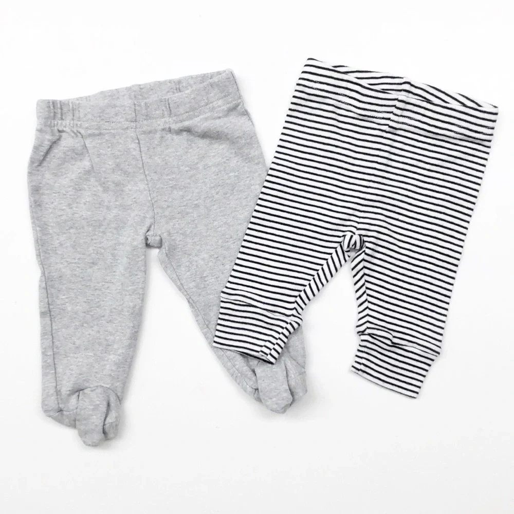 Carter's gray & striped baby leggings set